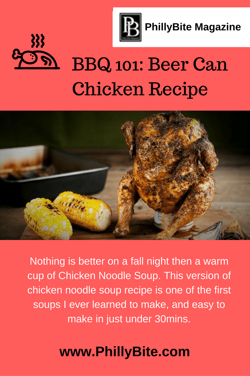  Ingredients      1 4-pound whole chicken     2 Tbsp olive oil or other vegetable oil     1 opened, half-full can of beer, room temperature     1 Tbsp kosher salt     2 Tbsp chopped fresh thyme leaves, or 1 Tbsp dried thyme     1 Tbsp black pepper