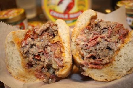 This is one loaded cheesesteak packed with flavor- totally different than most cheesesteaks you’d find in Philadelphia.