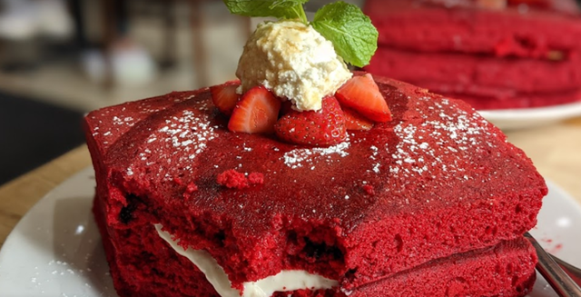 Red Velvet Pancakes at Green Eggs Cafe
