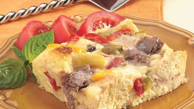 Philly Beef and Pepper Strata