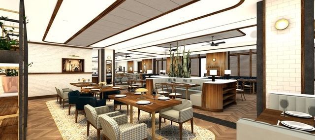 A rendering of The Refectory's dining room at Villanova University