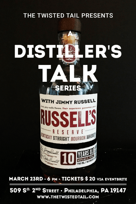 Russell will be on stage in the upstairs Juke Joint with a panel of The Twisted Tail Bourbon Club members, bartenders, and members of the media to discuss the craft of his distilling process and the 60+ years of experience he has in the industry. The whiskey veteran will also lead the panel and guests through a Wild Turkey American Whisky  spirits tasting.
