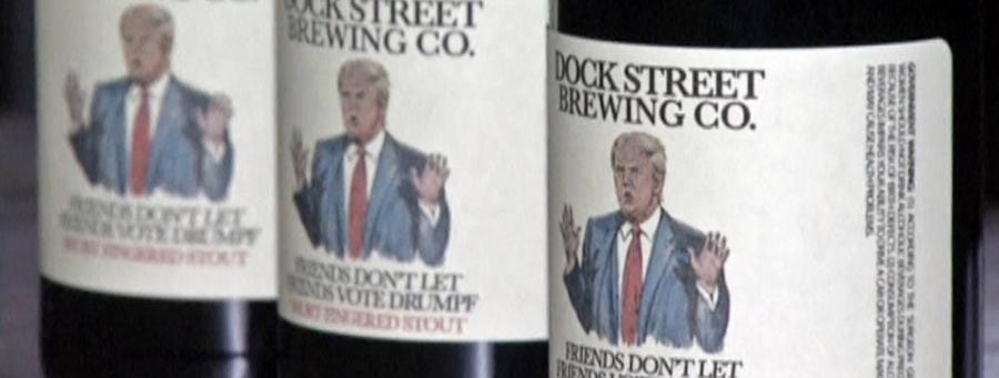  A Philadelphia based brewery is launching as series of beer's to make a political expression at the Donald Trump Presidential run called the "Companions Don't Let Friends Vote Drumpf" arrangement.
