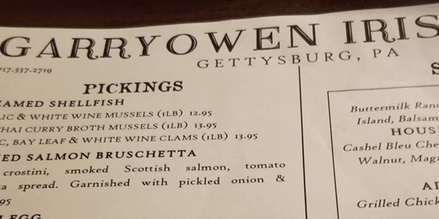 Garryowen Irish Pub Downtown Gettysburg