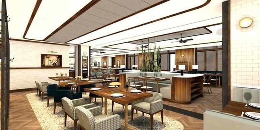 A rendering of The Refectory's dining room at Villanova University
