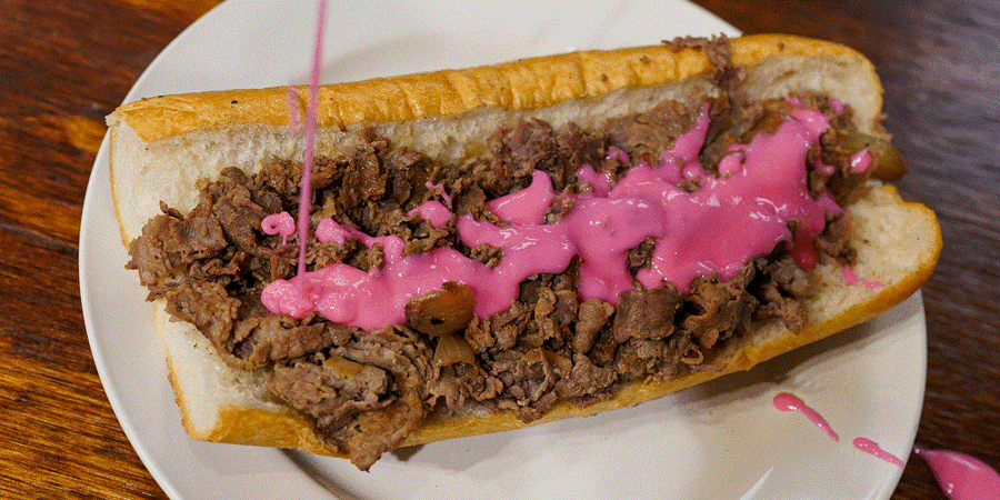 Pink Cheesesteak at Spataro’s For Domestic Violence Awareness