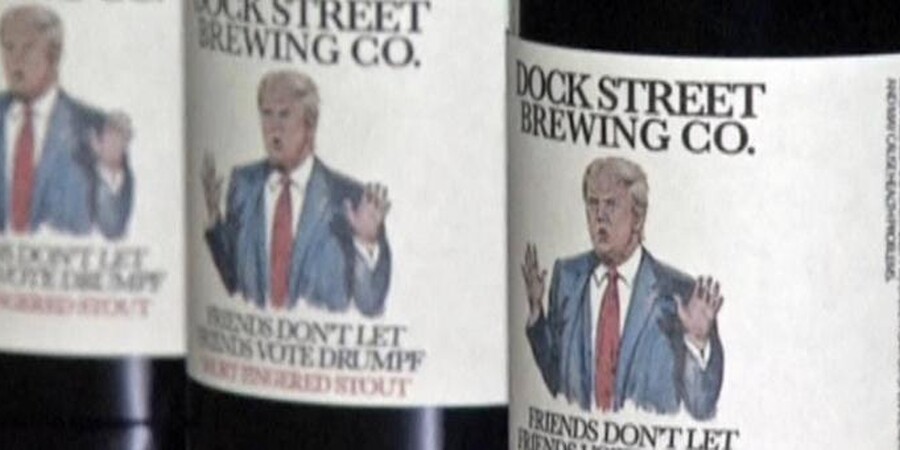  A Philadelphia based brewery is launching as series of beer's to make a political expression at the Donald Trump Presidential run called the "Companions Don't Let Friends Vote Drumpf" arrangement.